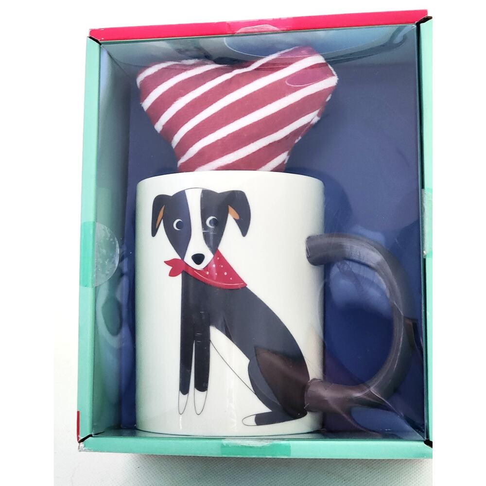 Mug and Soft Dog Bone Toy-Gift Set-Large Mug with Dog-Red & White Soft Dog Toy